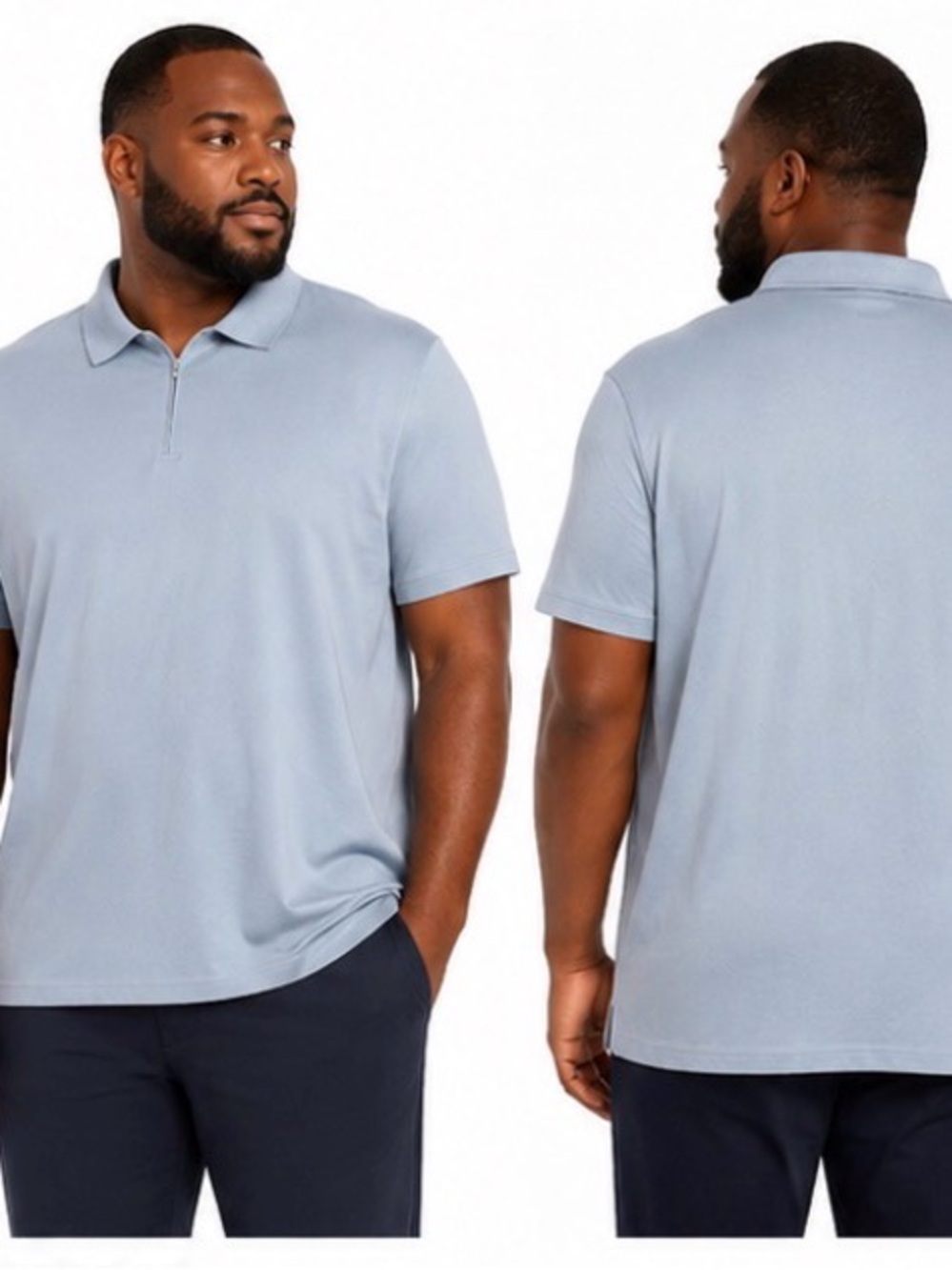 Kenneth Cole Essentials Slim Fit Quarter-Zip Polo Shirt 4X Light Blue Summer